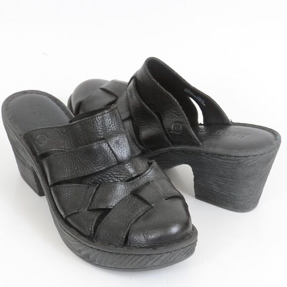 Born Pollina Leather Slip On Clog Chunky Heels Womens Size 11 - Picture 1 of 8